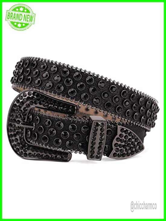 Rhinestone Studded PU Leather Western Belt with Buckle main image 4